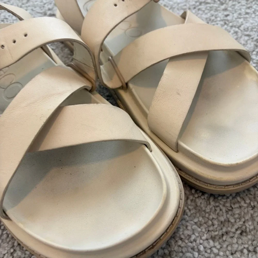 Chaco Townes Sandals Womens 6 Cream White Hiking Leather Comfort Gorpcore